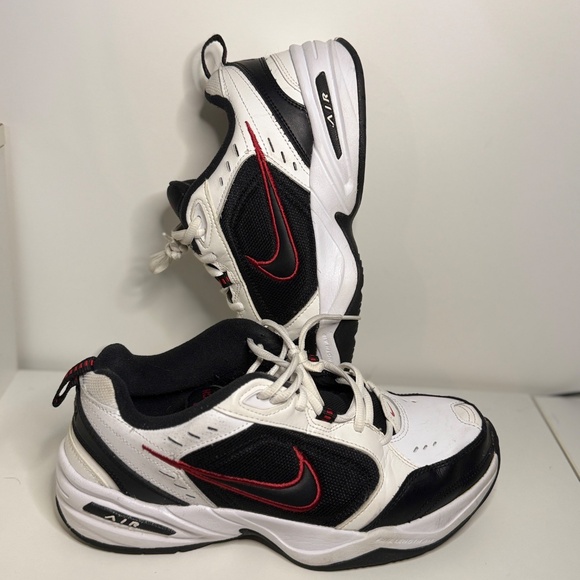 Nike Air Monarch IV White Black Red Sneakers Size M9W/W10.5W - Picture 2 of 11